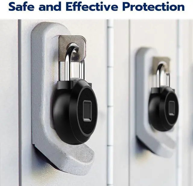 Alt view image 7 of 7 - Gym Locker Padlock Fingerprint Padlock eLinkSmart - Waterproof Keyless Smart Lock Bluetooth App Authorized View Record Combination Padlock for School Gym Locker Gun Case Field Box Black
