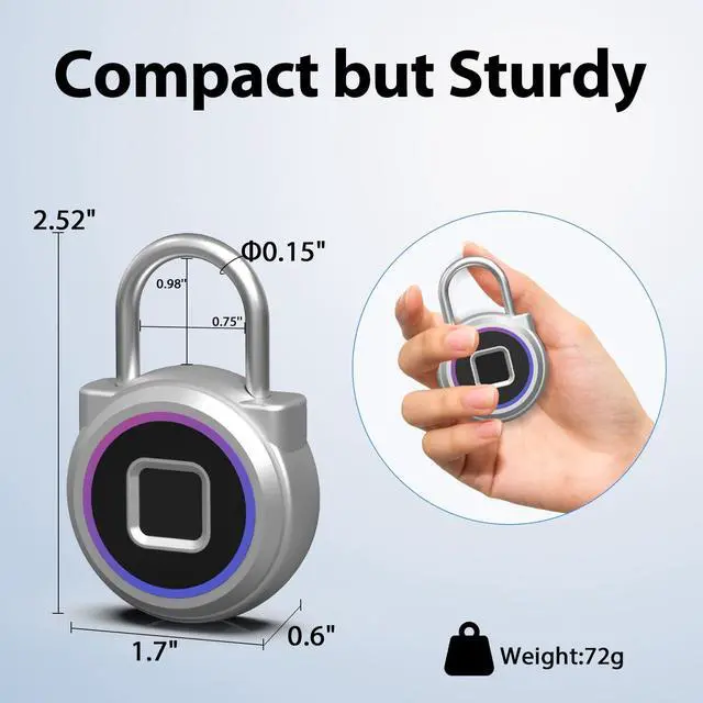 Alt view image 7 of 7 - Smart Padlock,Fingerprint Locker Lock,Biometric Fingerprint Padlock Outdoor Waterproof Gym Lock for Locker Gym Fence Gate Toolbox Case Storage
