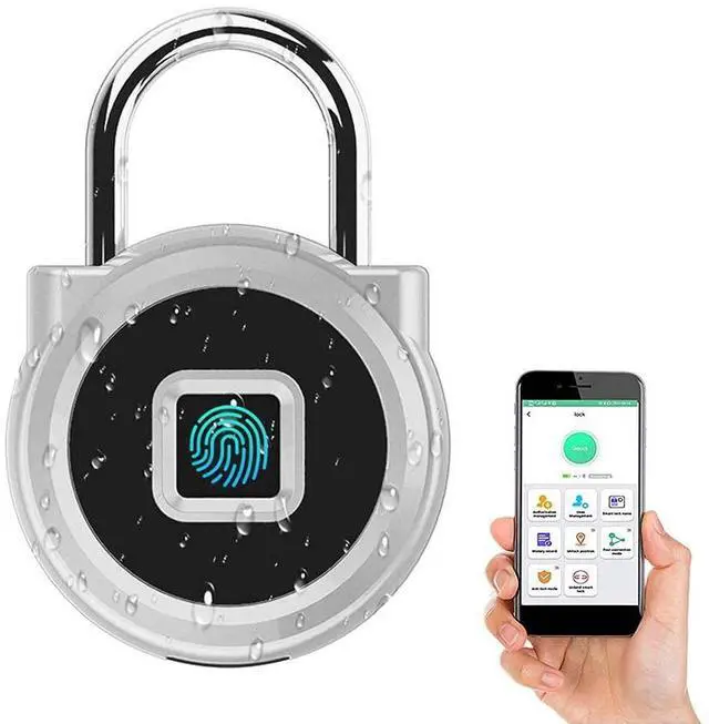 Alt view image 4 of 7 - Gym Locker Padlock with Fingerprint Remote Authorized Unlock Record - Waterproof Security Keyless Smart Lock for School Gym Locker Backpack Gun Case Field Box Silver Support iOS Watch
