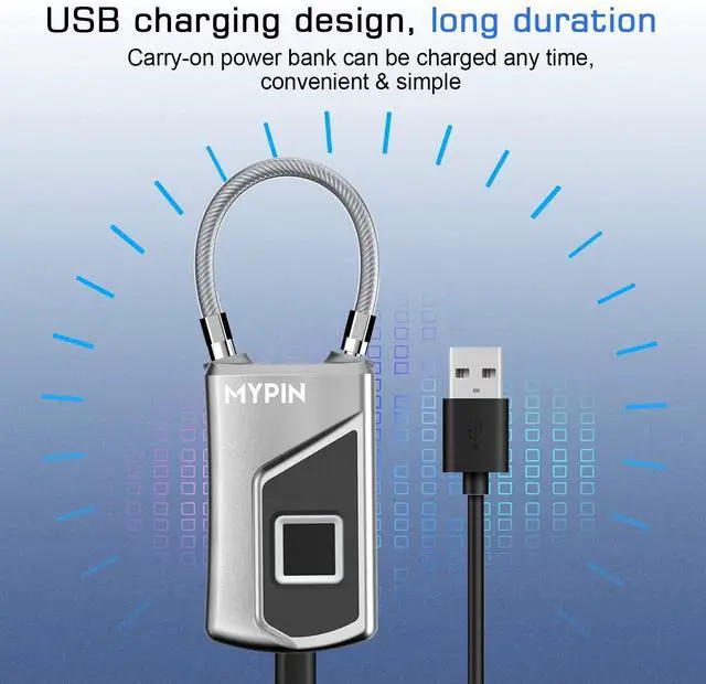 Alt view image 4 of 7 - Fingerprint Lock with Key Backup, Smart keyless Waterproof Fingerprint Padlock Ideal for Gym, Door, Suitcase, Luggage Backpack, Bike, Office