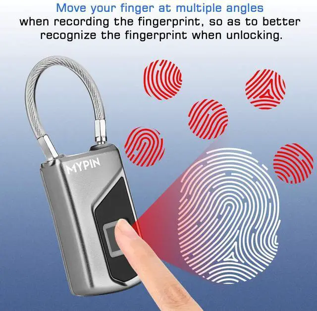 Alt view image 5 of 7 - Fingerprint Lock with Key Backup, Smart keyless Waterproof Fingerprint Padlock Ideal for Gym, Door, Suitcase, Luggage Backpack, Bike, Office
