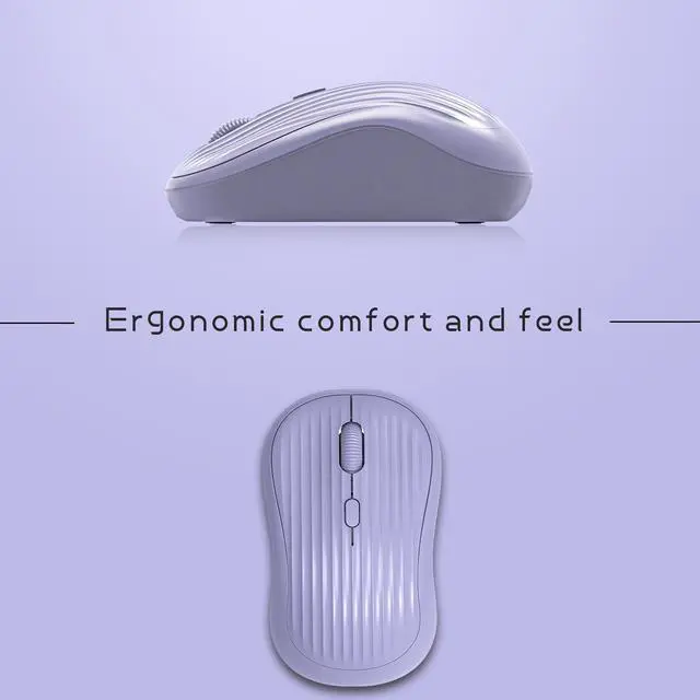 Alt view image 4 of 7 - Wireless Mouse, 2.4G + BT, Rechargeable Battery, 4-Key, DPI: 800/1200/1600, Silent, Type-C, USB Nano Receiver, Ergonomic, Portable, for Laptop, Chromebook, PC, Mac, Windows (Violet)