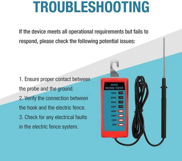 Alt view image 6 of 7 - GK503B NEON Electric Fence Voltage Tester and Fault Finder Max 7 kV, NOT LED, Red