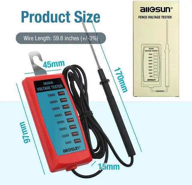 Alt view image 7 of 7 - GK503B NEON Electric Fence Voltage Tester and Fault Finder Max 7 kV, NOT LED, Red