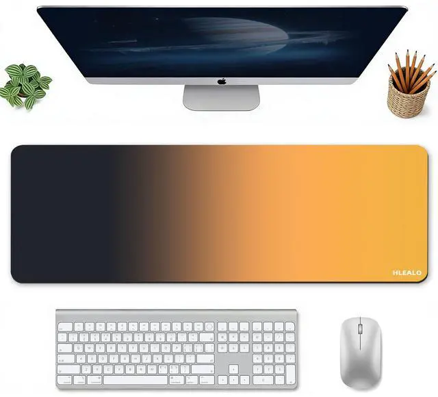 Main image of Large Gaming Mouse Pad 31.5 x 11.8 in, Extended Desk Mat for Keyboard and Mouse, Non-Slip Rubber Base, Smooth Waterproof Surface, Stitched Edges, Black Mousepad for Office & Home,Black-Yellow