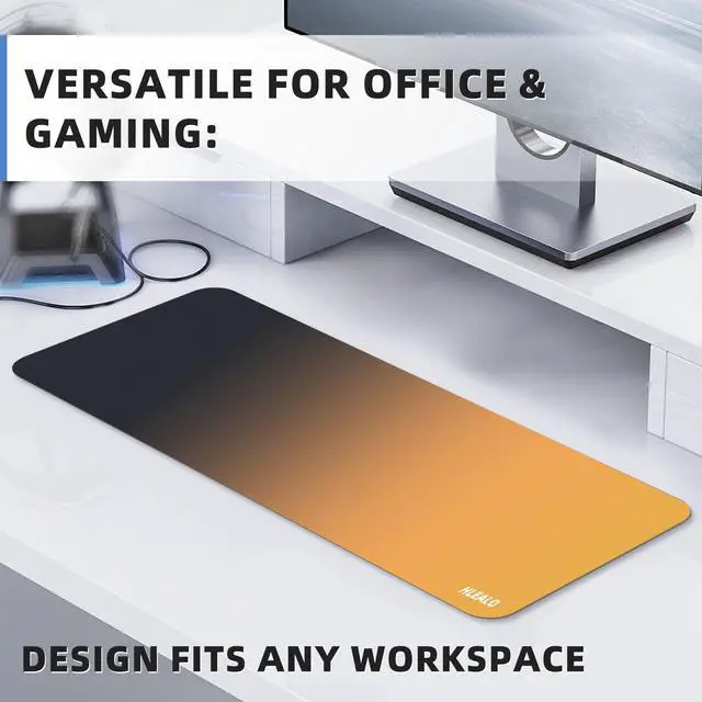 Alt view image 5 of 5 - Large Gaming Mouse Pad 31.5 x 11.8 in, Extended Desk Mat for Keyboard and Mouse, Non-Slip Rubber Base, Smooth Waterproof Surface, Stitched Edges, Black Mousepad for Office & Home,Black-Yellow