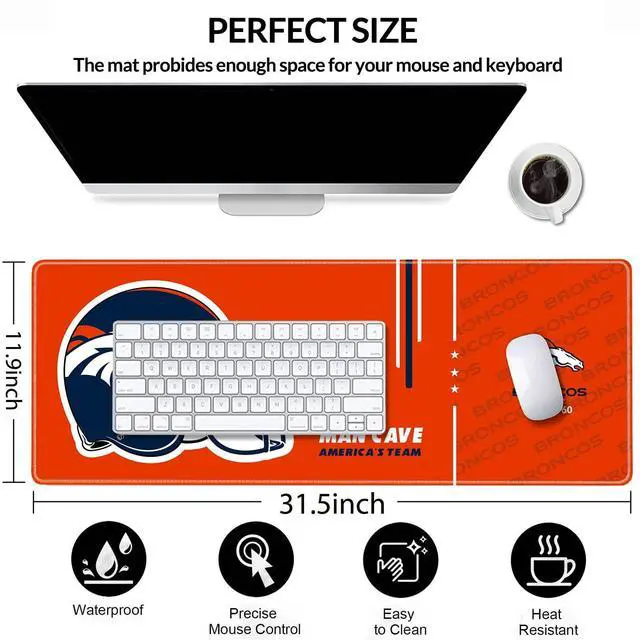 Alt view image 2 of 7 - Large Gaming Mouse Pad, Extended Desk Mousepad with Stitched Edges, Football Computer Keyboard Pad,Orange Design for Sport Fans, 31.5 x 11.8 in