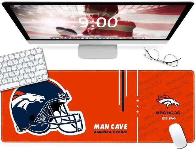 Main image of Large Gaming Mouse Pad, Extended Desk Mousepad with Stitched Edges, Football Computer Keyboard Pad,Orange Design for Sport Fans, 31.5 x 11.8 in