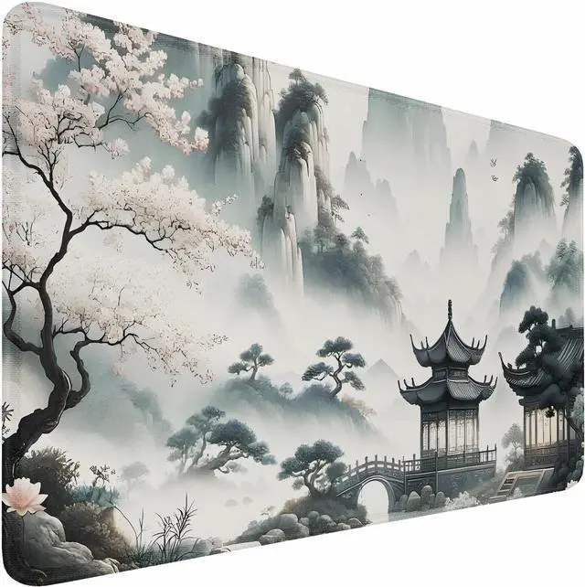 Main image of Large Gaming Mouse Pad, 31.5x15.7 inch Large Extended Computer Keyboard Mouse Mat, Water Resist Non-Slip Mousepad Rubber Base Long XXL Mouse Pad for Work & Gaming, Office & Home, Sakura Ancient City
