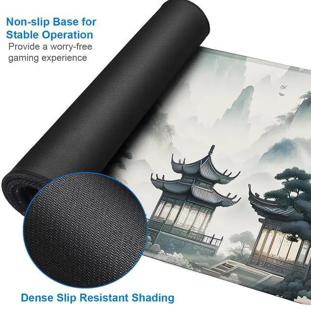 Alt view image 4 of 7 - Large Gaming Mouse Pad, 31.5x15.7 inch Large Extended Computer Keyboard Mouse Mat, Water Resist Non-Slip Mousepad Rubber Base Long XXL Mouse Pad for Work & Gaming, Office & Home, Sakura Ancient City