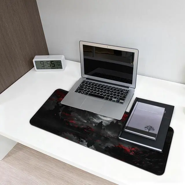 Alt view image 6 of 7 - Gaming Mouse Pad with Anti-Slip Rubber Base, Extended Large Computer Mouse Mat with Stitched Edges, Long XL Anime Mousepad for Laptop and Keyboard, 31.5 x 11.8 inch (Dark Full Moon)