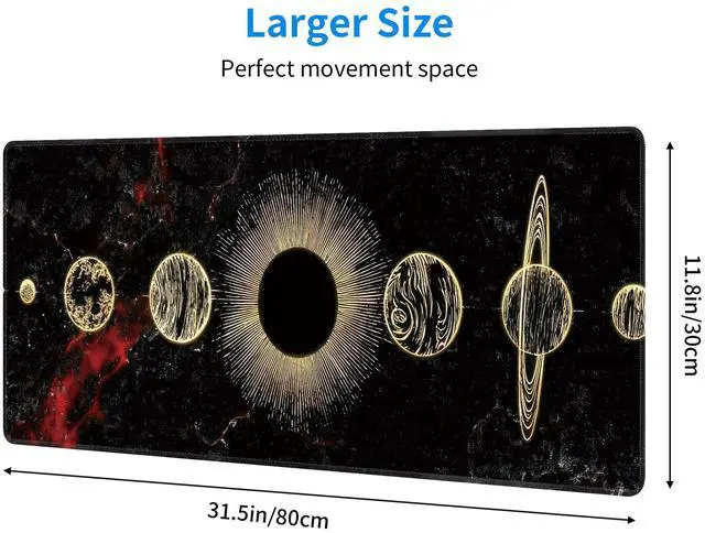 Alt view image 3 of 7 - Galaxy Planet Large Mouse Pad,Gaming Keyboard Desk Pad,Extended Mouse Mat Non-Slip Rubber Base with Stitched Edges for Office Game Home XL 31.5"x11.8"