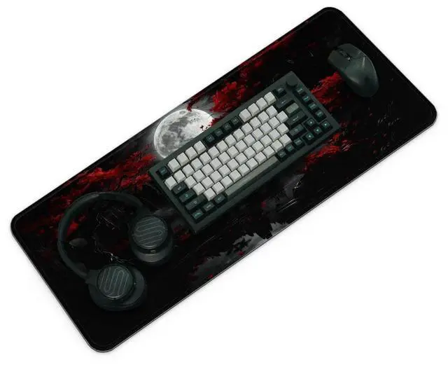 Alt view image 3 of 7 - Gaming Mouse Pad with Anti-Slip Rubber Base, Extended Large Computer Mouse Mat with Stitched Edges, Long XL Anime Mousepad for Laptop and Keyboard, 31.5 x 11.8 inch (Dark Full Moon)