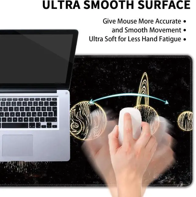 Alt view image 5 of 7 - Galaxy Planet Large Mouse Pad,Gaming Keyboard Desk Pad,Extended Mouse Mat Non-Slip Rubber Base with Stitched Edges for Office Game Home XL 31.5"x11.8"