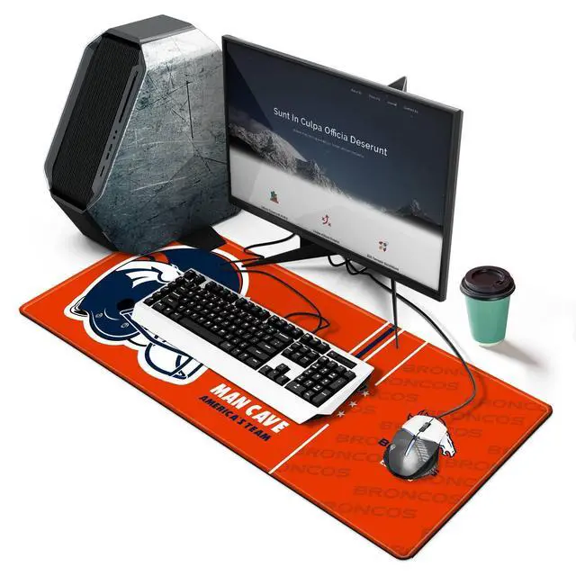 Alt view image 7 of 7 - Large Gaming Mouse Pad, Extended Desk Mousepad with Stitched Edges, Football Computer Keyboard Pad,Orange Design for Sport Fans, 31.5 x 11.8 in