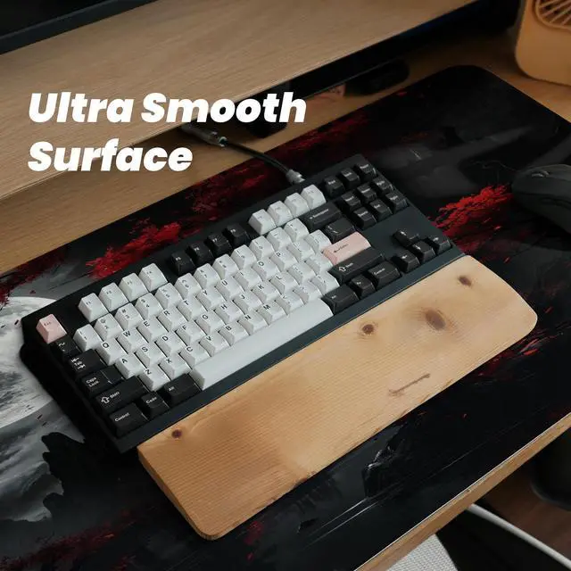 Alt view image 5 of 7 - Gaming Mouse Pad with Anti-Slip Rubber Base, Extended Large Computer Mouse Mat with Stitched Edges, Long XL Anime Mousepad for Laptop and Keyboard, 31.5 x 11.8 inch (Dark Full Moon)