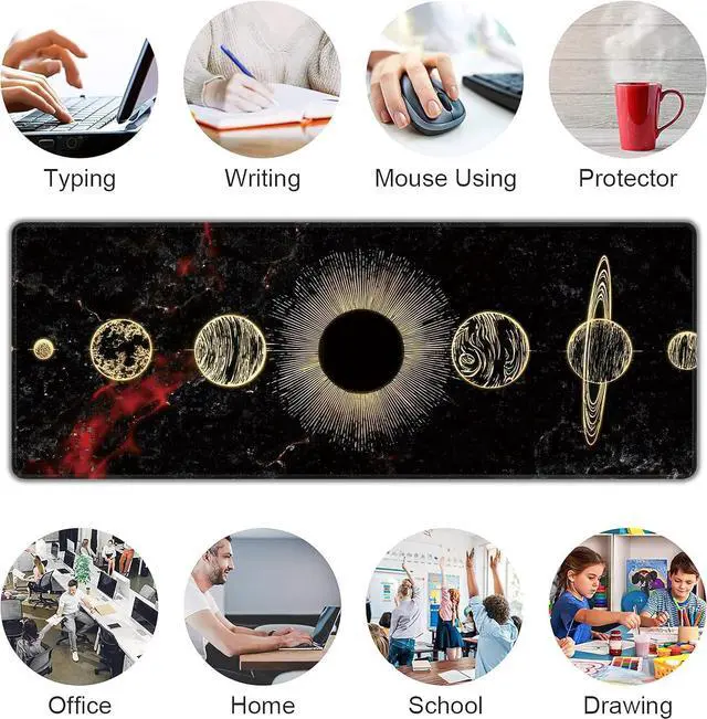 Alt view image 7 of 7 - Galaxy Planet Large Mouse Pad,Gaming Keyboard Desk Pad,Extended Mouse Mat Non-Slip Rubber Base with Stitched Edges for Office Game Home XL 31.5"x11.8"