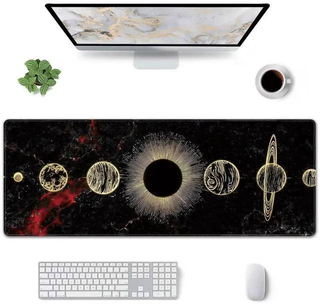 Alt view image 2 of 7 - Galaxy Planet Large Mouse Pad,Gaming Keyboard Desk Pad,Extended Mouse Mat Non-Slip Rubber Base with Stitched Edges for Office Game Home XL 31.5"x11.8"