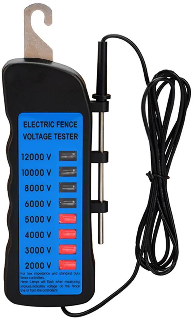 Main image of Electric Fence Voltage Tester, 12KV Fence Tester 8 Neon Indicator Lights/Fence Tester for Farms Fault Finder Portable Testing Tool