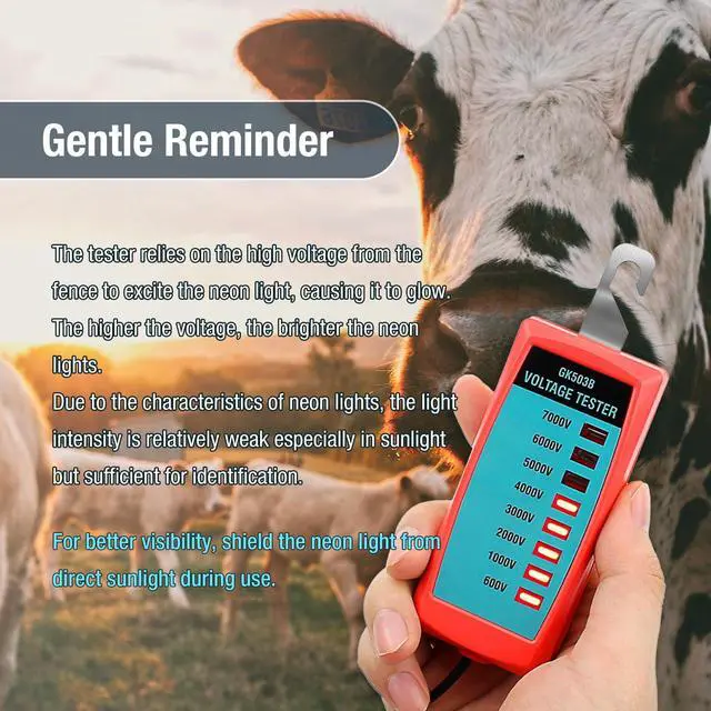 Alt view image 3 of 7 - GK503B NEON Electric Fence Voltage Tester and Fault Finder Max 7 kV, NOT LED, Red