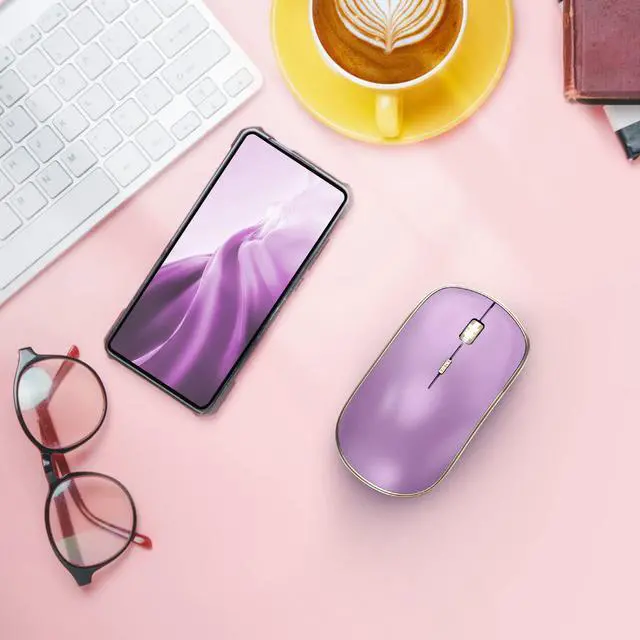 Alt view image 5 of 6 - Silent Wireless Mouse - 2.4G Portable & Ergonomic with 5 DPI Levels for Desktop, Notebook, PC & Laptop (Purple)