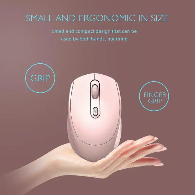 Alt view image 2 of 7 - Wireless Mouse, 2.4G, Silent, Computer, USB Nano Receiver for Laptop, Chromebook, PC, Mac, Windows and School Work (Pink)