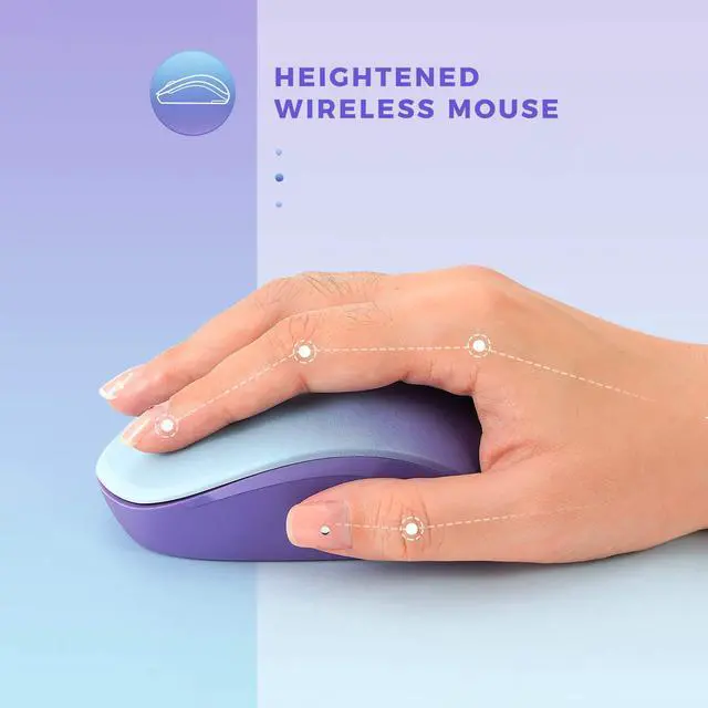 Alt view image 4 of 7 - Wireless Mouse, 2.4G Noiseless Mouse with USB Receiver Portable Computer Mice for PC, Tablet, Laptop, Notebook Chromebook - Gradient Purple