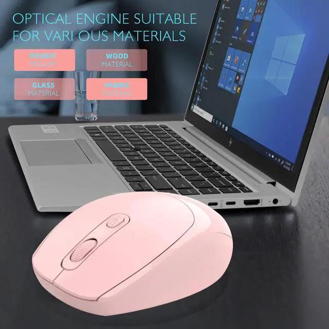 Alt view image 6 of 7 - Wireless Mouse, 2.4G, Silent, Computer, USB Nano Receiver for Laptop, Chromebook, PC, Mac, Windows and School Work (Pink)