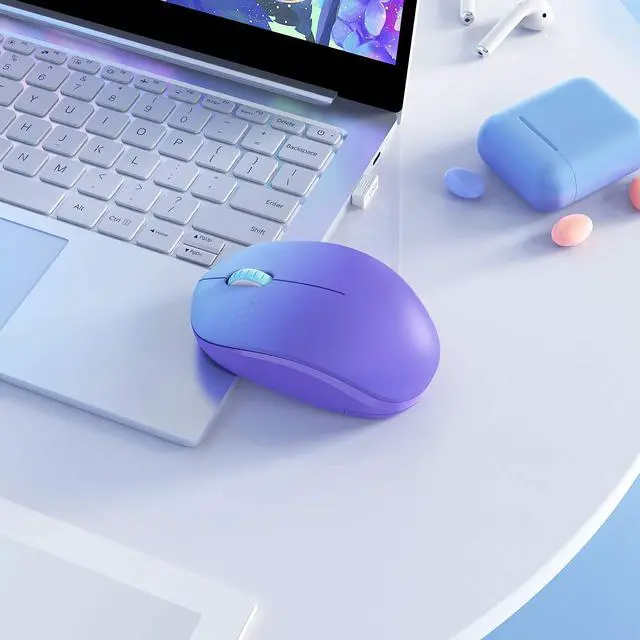 Alt view image 7 of 7 - Wireless Mouse, 2.4G Noiseless Mouse with USB Receiver Portable Computer Mice for PC, Tablet, Laptop, Notebook Chromebook - Gradient Purple