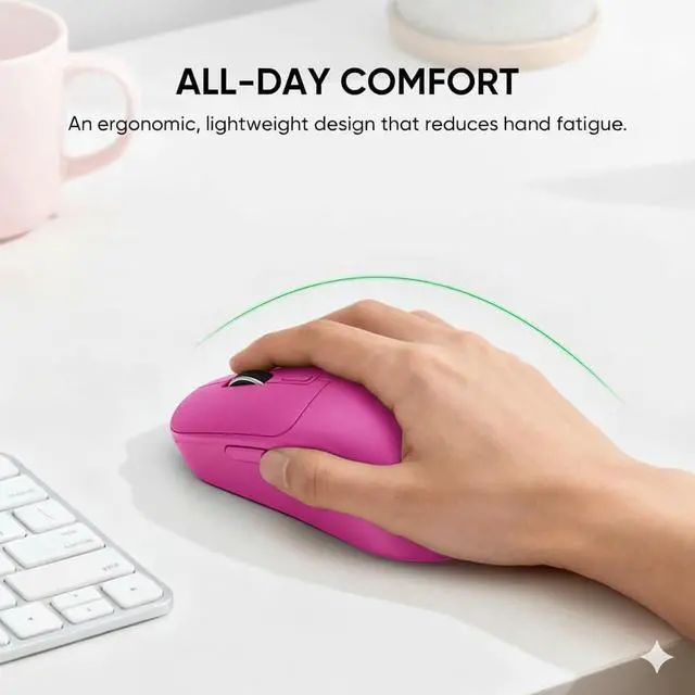 Alt view image 5 of 7 - Wireless Mouse for Laptop, 2.4G Slim Rechargeable Portable Mouse, 1600 DPI Stylish Optical Mouse with USB Receiver, Noiseless Computer Mice for Laptop, PC, MacBook, 5 Buttons (Rose Red)