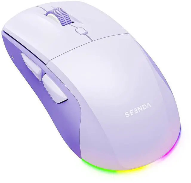 Main image of MOU110 Wireless Bluetooth Mouse, Rechargeable RGB Silent Mouse with 2.4G USB & Bluetooth, 3-Level DPI, Right-Hand Ergonomic Mouse for Laptop, iPad, MacBook, Desktop, Purple
