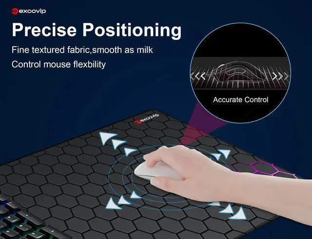 Alt view image 4 of 7 - Gaming Mouse Pad with Durable Stitched Edges Computer MousePads with Non-Slip Rubber Base 31.4"x11.08" Big Mousepad Keyboard Mouse Mat Honeycomb 0258