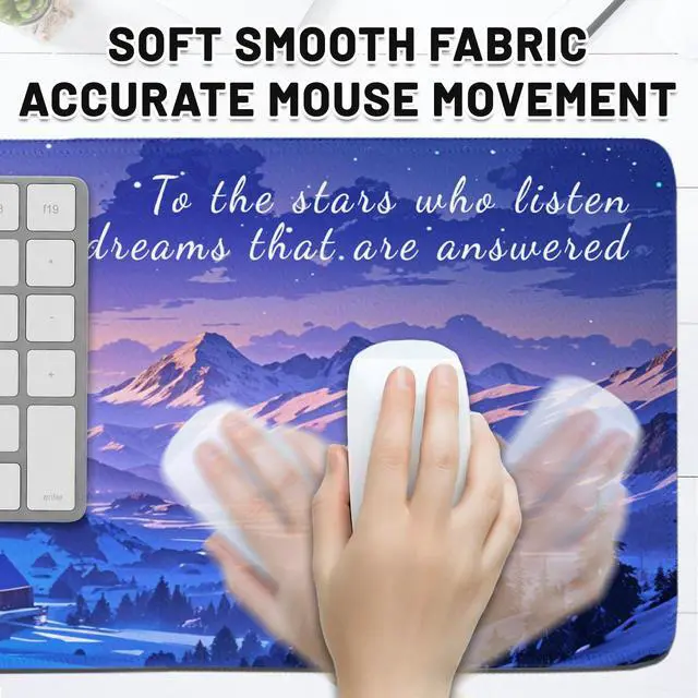 Alt view image 3 of 6 - Gaming Mouse Pads, Large Aesthetics Night Sky Mousepad Non Slip Base and Stitched Edges, Desk Mat for Computer Laptop, Snow Mountains Keyboard Pad for Home Office 11.8x 31.4 XL