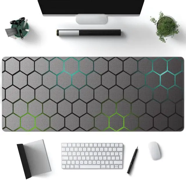 Main image of Desk Mat, Hexagon Honeycomb XL 31.5"x11.8"Large Gaming Mouse Pad, 3mm Thick Gaming Keyboard Pad,Desk Pad Non-Slip Rubber Base with Stitched Edges for Office Game Home Decor
