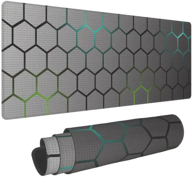 Alt view image 2 of 7 - Desk Mat, Hexagon Honeycomb XL 31.5"x11.8"Large Gaming Mouse Pad, 3mm Thick Gaming Keyboard Pad,Desk Pad Non-Slip Rubber Base with Stitched Edges for Office Game Home Decor