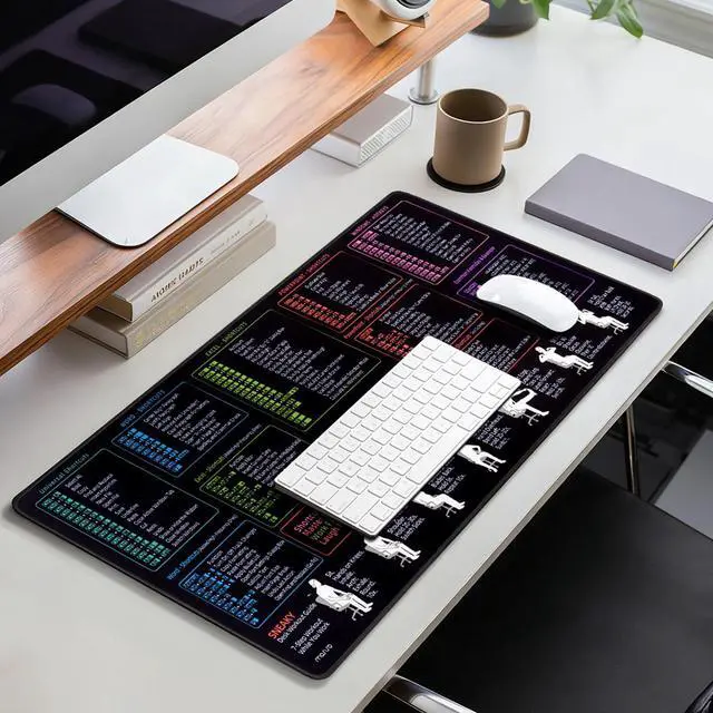 Alt view image 2 of 7 - Large Mouse Pad Gaming Mousepad, 35.43 x 15.74 in Mousepad with Anti-Slip Rubber Base&Stitched Edges, Keyboard Shortcuts Keyboard Pad Mouse Mat for Gamer/Desktop/Office/Home, Black