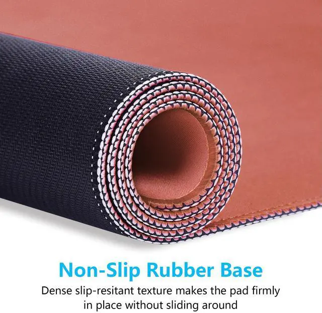 Alt view image 4 of 7 - Large Mouse Pad, Extended Gaming Mouse Mat with Stitched Edges, Full Size Desk Mats with Non-Slip Base, Computer Big Desktop Keyboard Pad for Laptop, Office, 23.6 x 11.8 in, Indian Red