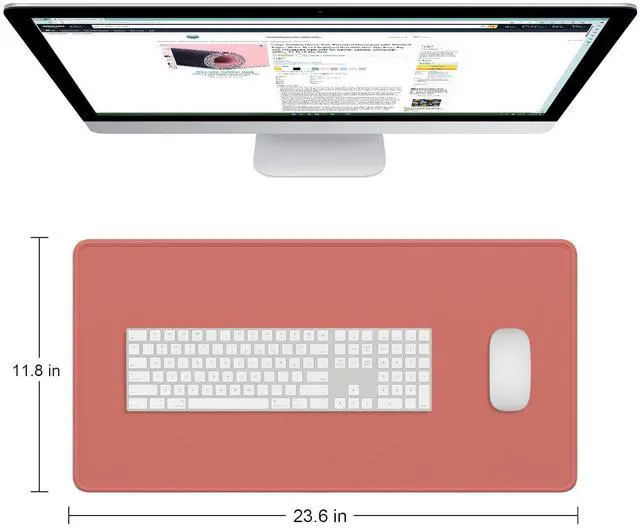 Alt view image 2 of 7 - Large Mouse Pad, Extended Gaming Mouse Mat with Stitched Edges, Full Size Desk Mats with Non-Slip Base, Computer Big Desktop Keyboard Pad for Laptop, Office, 23.6 x 11.8 in, Indian Red