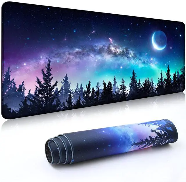 Main image of Desk Mat,Large Mouse Pad 35''×15.6'' XXL Extended Gaming Mouse Pad Mat with Non-Slip Base Stitched Eges Mousepad for Computer,Office,Keyboard and Laptop - Forest Moon