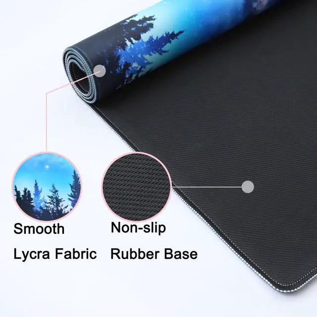 Alt view image 5 of 6 - Desk Mat,Large Mouse Pad 35''×15.6'' XXL Extended Gaming Mouse Pad Mat with Non-Slip Base Stitched Eges Mousepad for Computer,Office,Keyboard and Laptop - Forest Moon