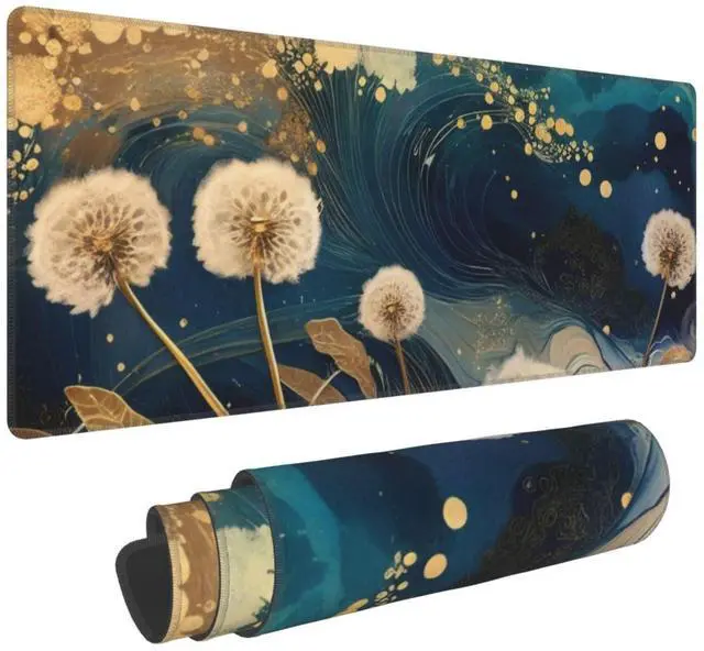 Main image of Gaming Mouse Pad, Large Non-Slip Rubber Base Mousepad, Keyboard Mouse Mat, Desk Pad with Stitched Edges, 31.5x11.8inch, Abstract Dandelion