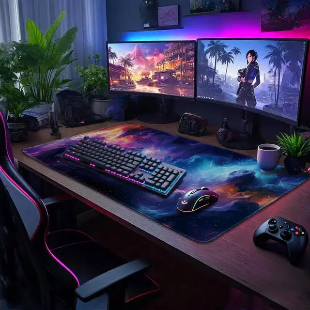 Alt view image 2 of 7 - Mcapirivo Large Gaming Mouse Pad 31.5"x15.7"XXL Desk Mat, Non-Slip Rubber Base & Stitched Edges - Extended Waterproof Mousepad for PC/Laptop/Office/Home Decor