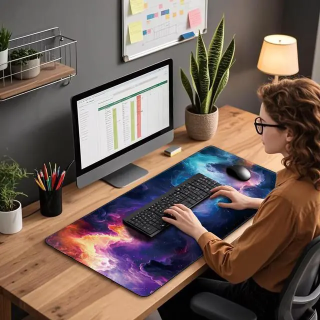 Alt view image 3 of 7 - Mcapirivo Large Gaming Mouse Pad 31.5"x15.7"XXL Desk Mat, Non-Slip Rubber Base & Stitched Edges - Extended Waterproof Mousepad for PC/Laptop/Office/Home Decor