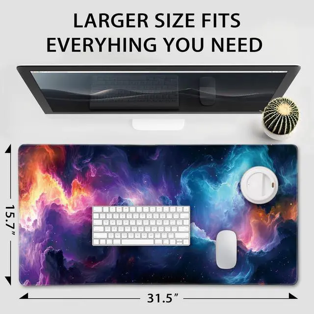 Alt view image 4 of 7 - Mcapirivo Large Gaming Mouse Pad 31.5"x15.7"XXL Desk Mat, Non-Slip Rubber Base & Stitched Edges - Extended Waterproof Mousepad for PC/Laptop/Office/Home Decor