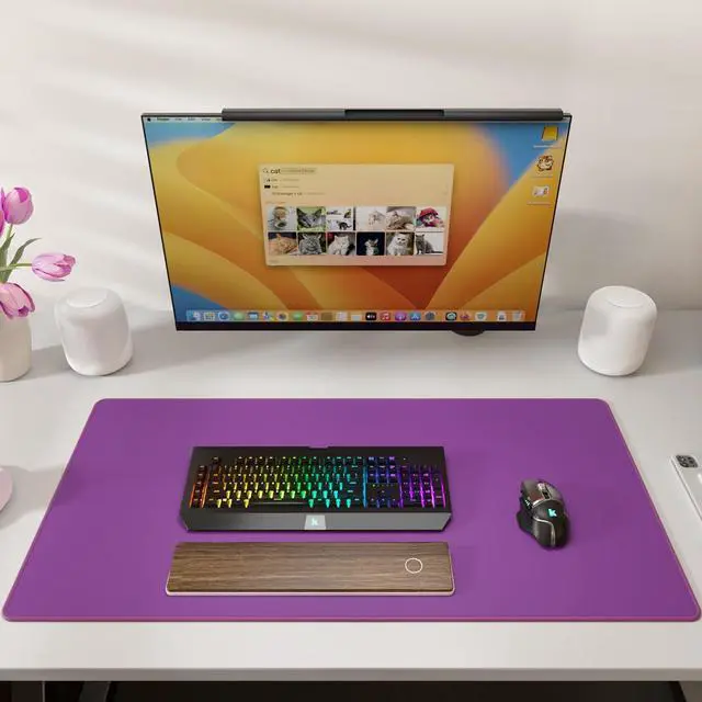 Alt view image 6 of 6 - Large Gaming Mouse Pad Desk Mat, Superior Micro-Weave Cloth, Non-Slip Rubber Base, Stitched Edges, Water-Resistant, for Gamer, Office & Home, 31.5 x 15.7 InchViolet Purple