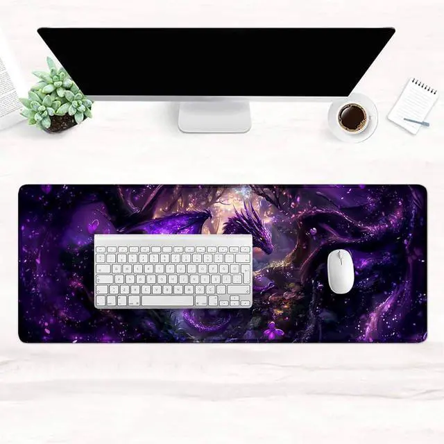 Alt view image 6 of 6 - Gaming Mouse Pad Large Desk Mat Extended Keyboard Mouse Pad Mousepad with Non-Slip Base and Stitched Edge Mouse Mat Desk Pad Mouse Pads for Desk Home Office Gaming Drogan