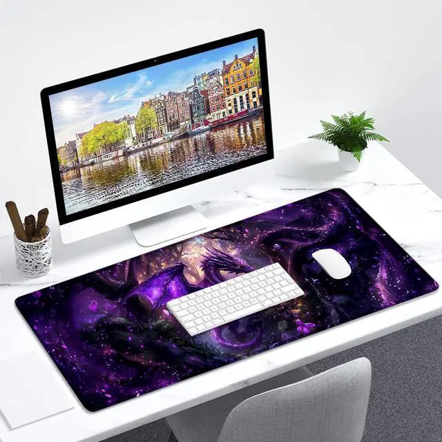Alt view image 5 of 6 - Gaming Mouse Pad Large Desk Mat Extended Keyboard Mouse Pad Mousepad with Non-Slip Base and Stitched Edge Mouse Mat Desk Pad Mouse Pads for Desk Home Office Gaming Drogan