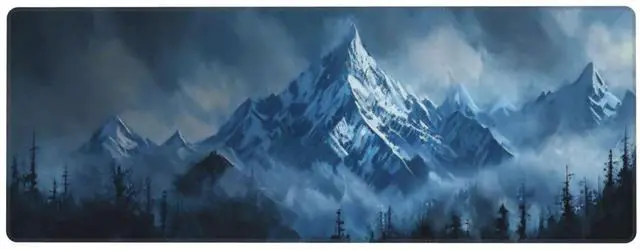 Alt view image 2 of 7 - Gaming Mouse Pad, Large Non-Slip Rubber Base Mousepad, Keyboard Mouse Mat, Desk Pad with Stitched Edges, 31.5x11.8inch,Snowy Mountain