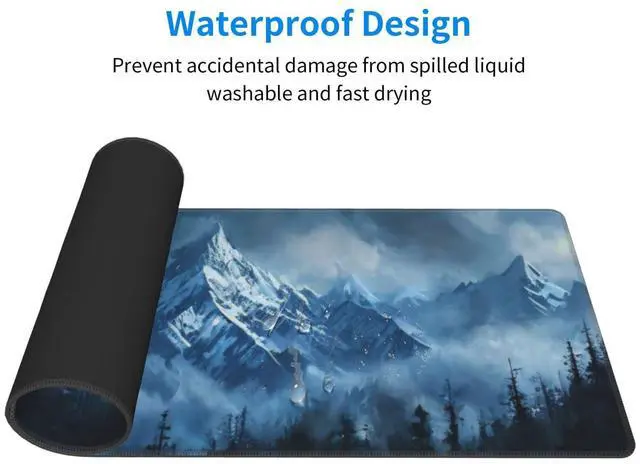 Alt view image 5 of 7 - Gaming Mouse Pad, Large Non-Slip Rubber Base Mousepad, Keyboard Mouse Mat, Desk Pad with Stitched Edges, 31.5x11.8inch,Snowy Mountain