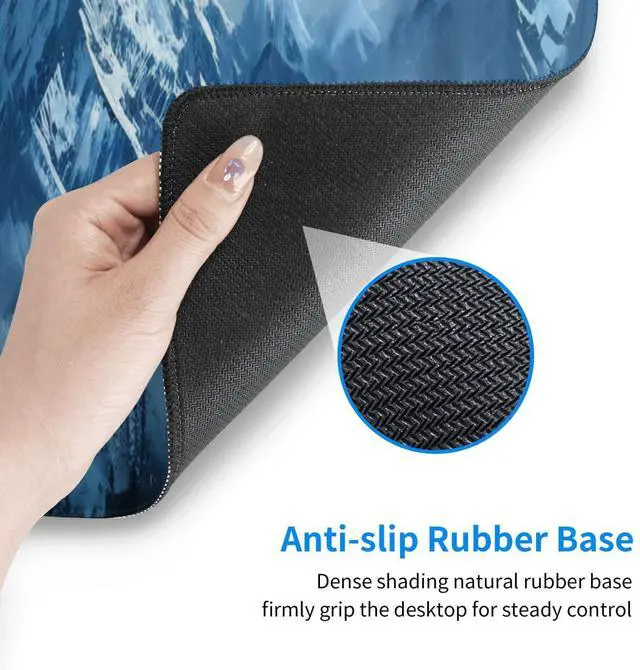 Alt view image 7 of 7 - Gaming Mouse Pad, Large Non-Slip Rubber Base Mousepad, Keyboard Mouse Mat, Desk Pad with Stitched Edges, 31.5x11.8inch,Snowy Mountain